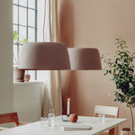 Barcelona Collection Ceiling Lamp: a large pendant made from recycled paper and FSC-certified wood, casting a soft glow.
